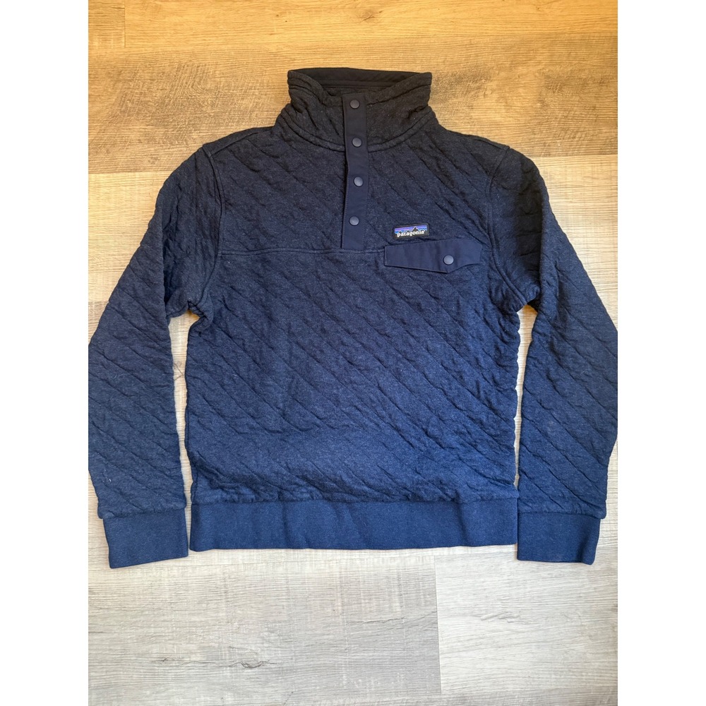 Patagonia Organic Cotton Quilted Snap-T Pullover Navy Women's XS